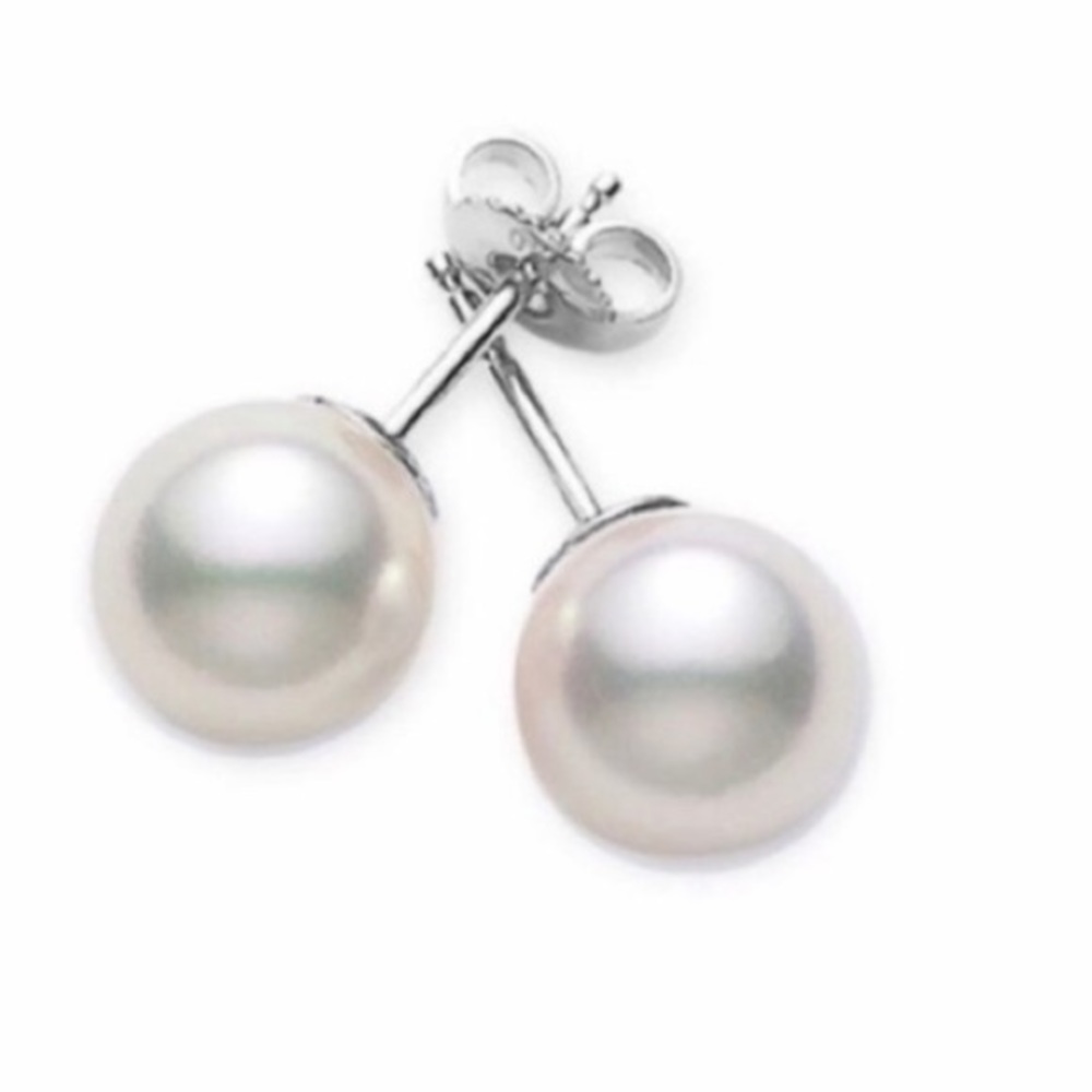 🆕Renaissance Freshwater Pearl Stud Earrings 14k White Gold Over Sterling Silver